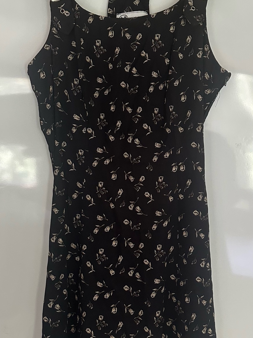 M Collection Juniors Black Floral Sleeveless Dress - Classic Elegance Size 9/10